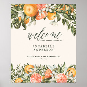 Citrus orange botanical modern rustic welcome post poster