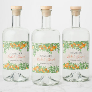 Citrus Orange Bridal Shower Personalised Liquor Bottle Label