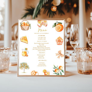 Citrus orange Cutie Summer Baby Shower Menu  Poster