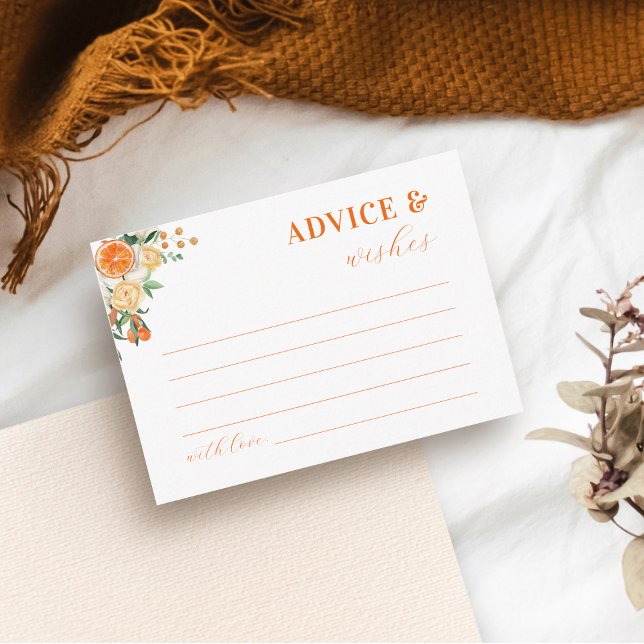 Citrus Orange Floral Bridal Shower Advice & Wishes Enclosure Card (Creator Uploaded)