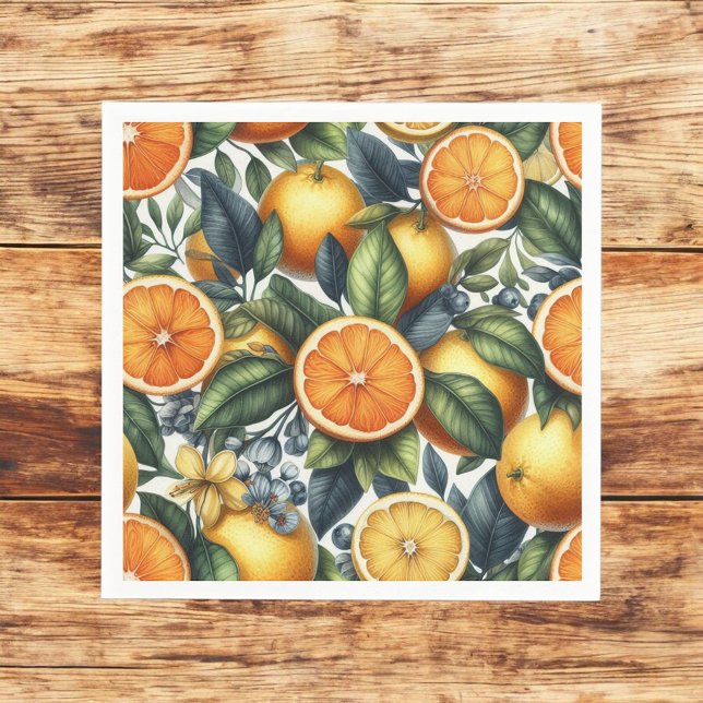 Citrus Orange Fresh Lemon & Yellow Green Summer  Napkin (Creator Uploaded)
