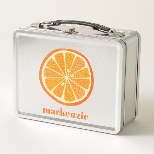 Citrus Orange Fun Personalised Metal Lunch Box (Front)