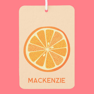 Citrus Orange Fun Personalised Name Car Air Freshener