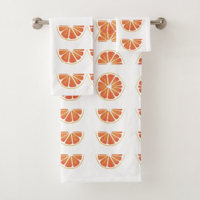 Citrus Orange Grapefruit Slice Art Bath Towel Set (Insitu)