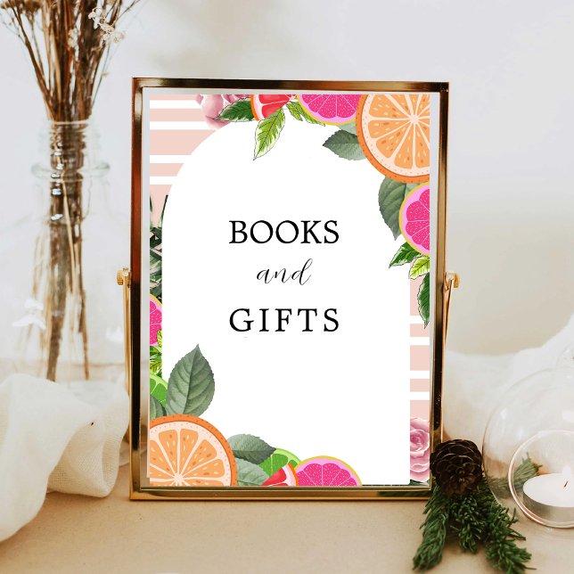 Citrus Orange Greenery Cutie Books & Gifts Sign (Creator Uploaded)
