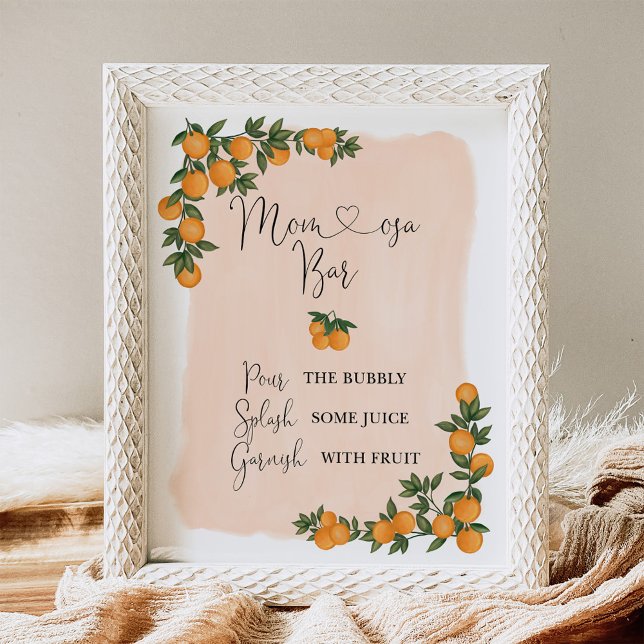 Citrus Orange Greenery Cutie Momosa Bar Sign (Creator Uploaded)