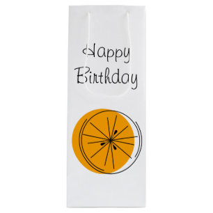 Citrus Orange Happy Birthday gift bag wine
