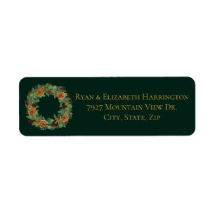 Citrus Orange Holiday Wreath Green Return Address 