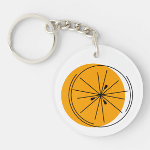 Citrus Orange keychain circle double-sided