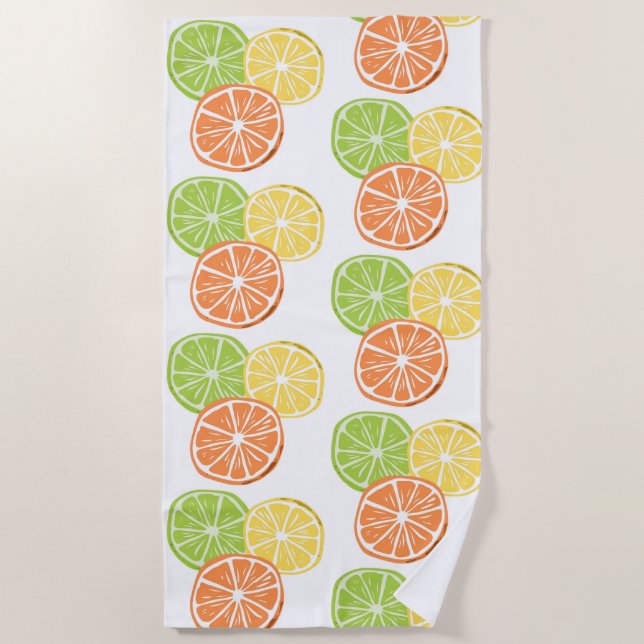 Citrus Orange Lemon Lime Summer Beach Towel (Front)