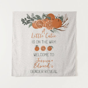 Citrus Orange Little Cutie Gender Reveal Party Tapestry