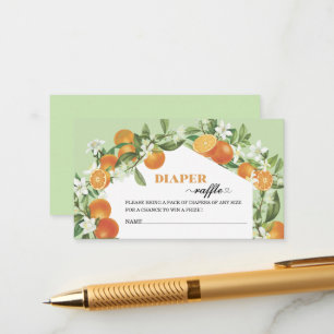 Citrus Orange Little Cutie Watercolor baby shower Enclosure Card