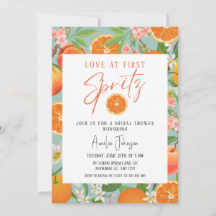 Citrus Orange Love at First Spritz Bridal Shower Invitation