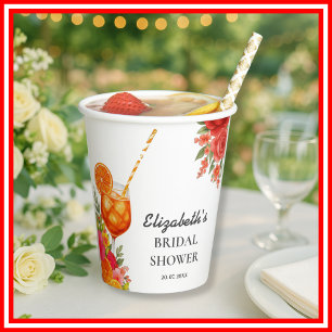 Citrus Orange Love at First Spritz  Bridal Shower Paper Cups