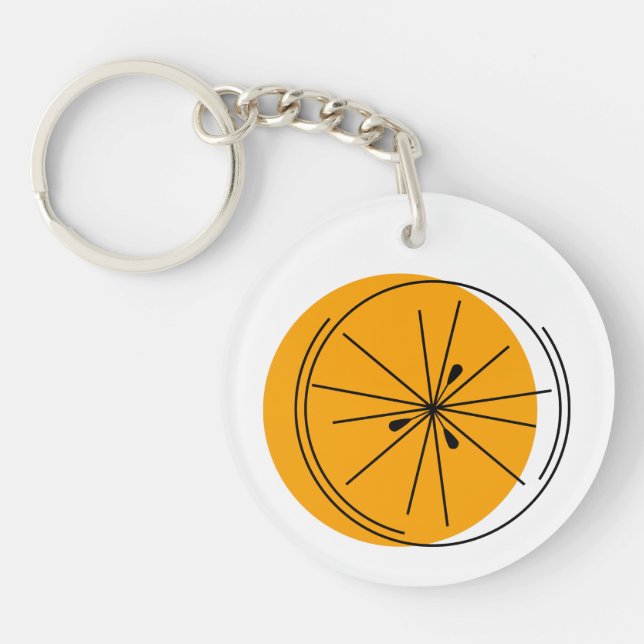 Citrus Orange Monogram circle double-sided Key Ring (Front)