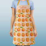 Citrus Orange Pattern Custom Name Apron<br><div class="desc">Zingy and delicious orange citrus fruit pattern on a blush pink background.  Perfect for foodies and anyone who loves cooking.
Origninal art by Nic Squirrell.
Change the name to personalise.</div>