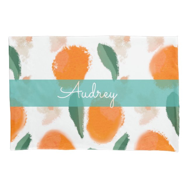 Citrus Orange Pattern Name Pillow Case (Front)