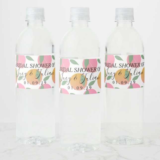 Citrus Orange Peaches Fruit Wedding  Water Bottle Label (Bottles)