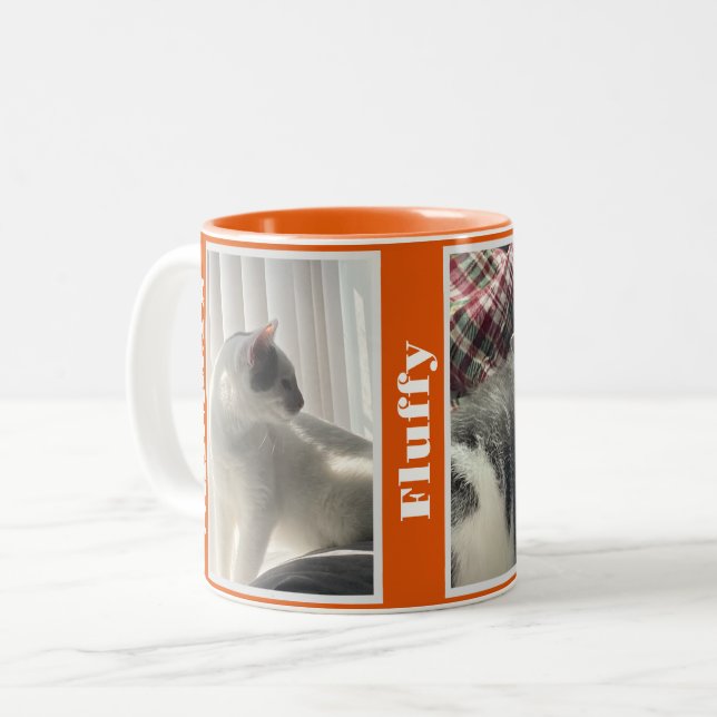 Citrus Orange Pet Photos and Names  Two-Tone Coffee Mug (Front Left)