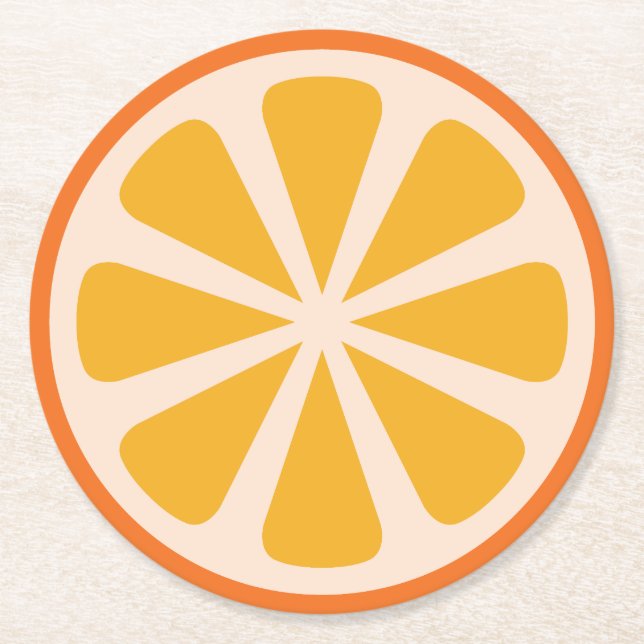 Citrus Orange Slice Fruit 1st Birthday Party Round Paper Coaster (Front)