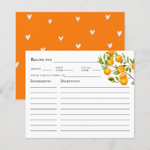 Citrus Orange Summer Bridal Shower Recipe Card