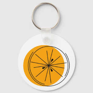 Citrus Orange Text keychain aluminium round