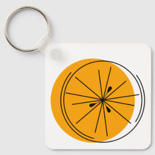 Citrus Orange Text keychain aluminium square