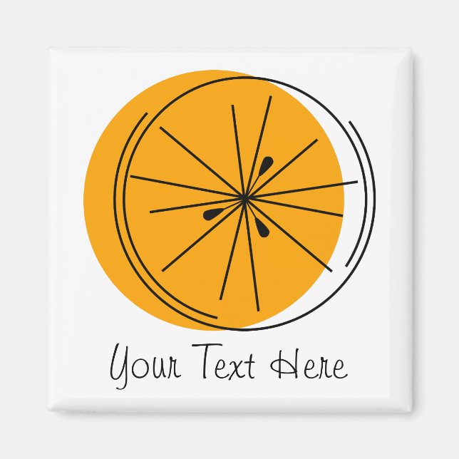 Citrus Orange Text magnet square (Front)