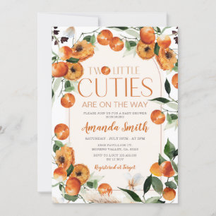 Citrus Orange Two little cutie are on the way Invitation