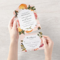 Citrus Orange Watercolor Greenery Wedding