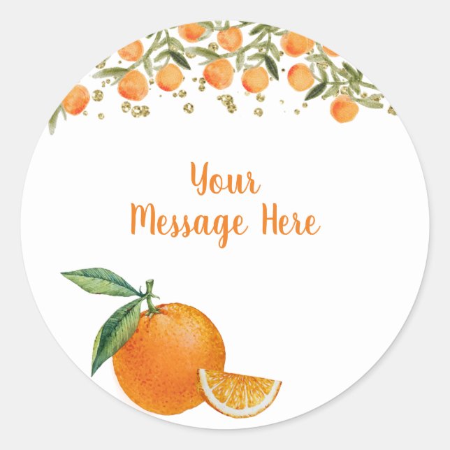 Citrus Orange Watercolor Message Sticker (Front)