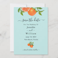 Citrus orange watercolor wedding  announcement
