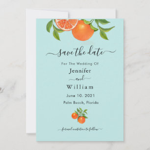 Citrus orange watercolor wedding  announcement