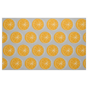Citrus Orange White large print fabric grey