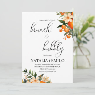 Citrus Oranges Floral Bridal Shower Brunch Invitation