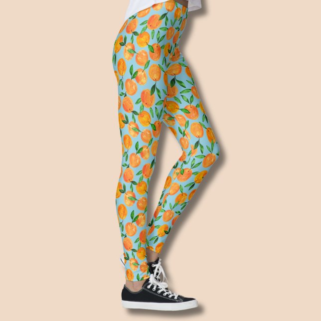 Citrus oranges fruit pattern leggings (Oranges citrus fruit patterned summer leggings)
