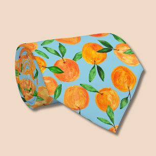 Citrus oranges fruit pattern tie
