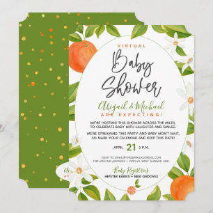 Citrus Oranges Gender-Neutral Virtual Baby Shower Invitation