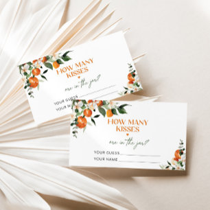 Citrus oranges guess how many kisses bridal game enclosure card