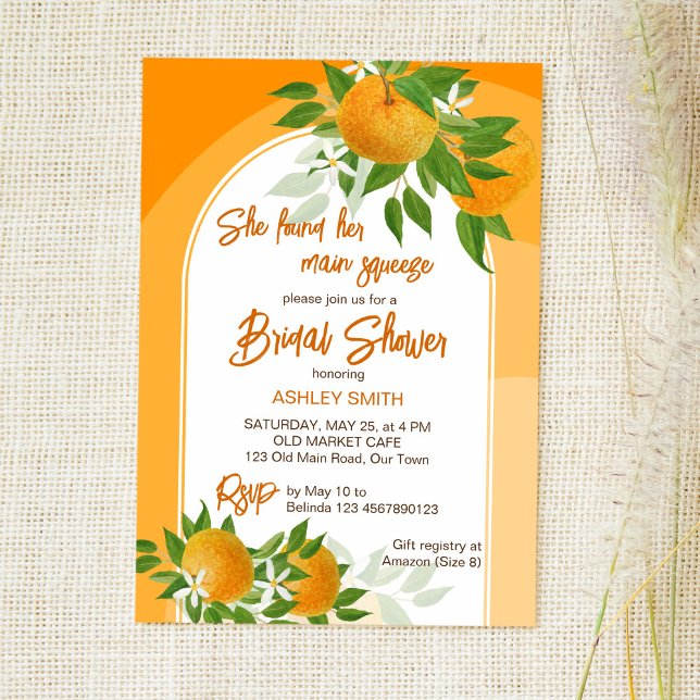 Citrus oranges main squeeze summer bridal shower invitation (Creator Uploaded)