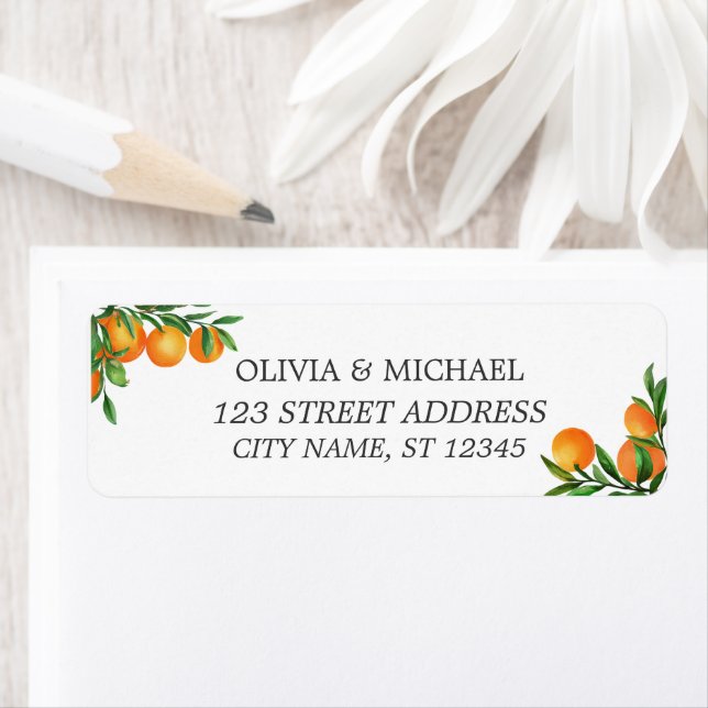Citrus Oranges Wedding Return Address Label (Insitu)