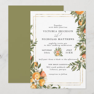 Citrus Orchard   Boho Botanical Wedding Invitation