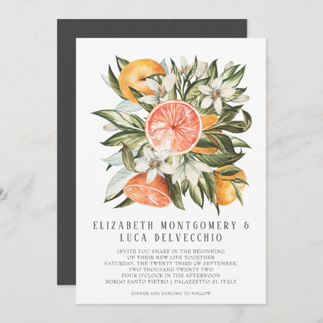 Citrus Orchard | Boho Botanical Wedding Invitation (Front/Back)