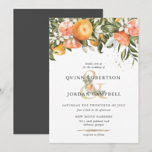 Citrus Orchard   Boho Botanical Wedding Invitation