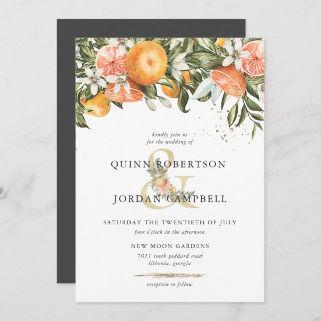Citrus Orchard | Boho Botanical Wedding Invitation (Front/Back)