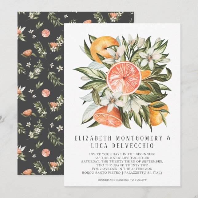Citrus Orchard | Boho Botanical Wedding Invitation (Front/Back)