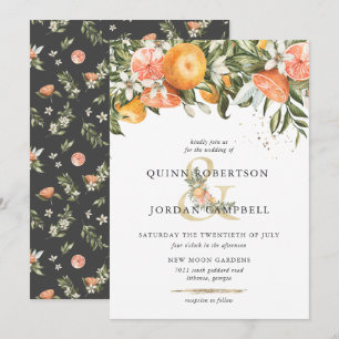 Citrus Orchard   Boho Botanical Wedding Invitation