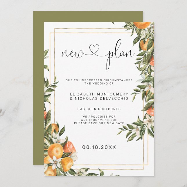 Citrus Orchard | Postponed Wedding Announcement (Front/Back)