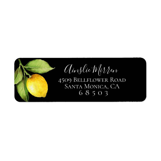 Citrus Orchard Return Black Address Labels (Front)