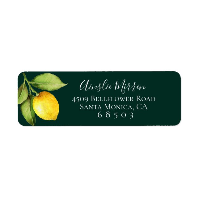 Citrus Orchard Return Emerald Address Labels (Front)
